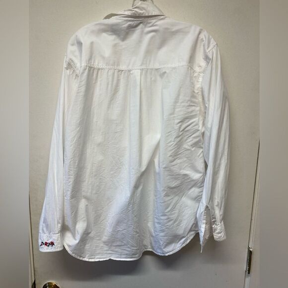 Casey and Max Christmas Button Front Top with Embroidered Poinsettias Size M - Picture 4 of 5